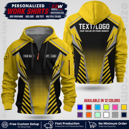 Custom All Over Print Work Uniform Shirt with Name, Logo & Text | Custom Hawaiian Shirt | Company Shirt | Employee Uniform UNF14