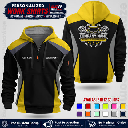 Custom Mechanic Work Shirt with Name, Logo & Text | Auto Shop Uniform | Workwear MCN 08
