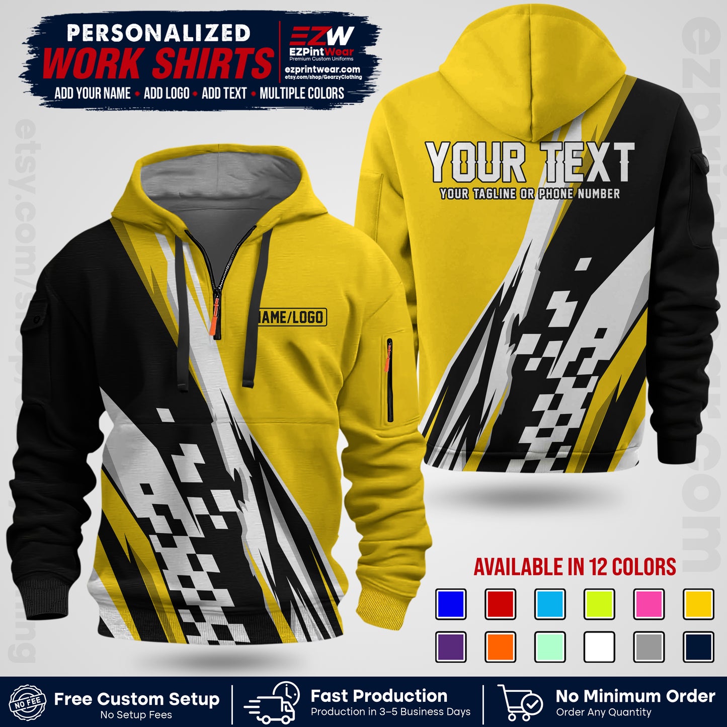 Custom Racing Shirt with Name, Logo & Text | Race Team Uniform | Crew Apparel RC04
