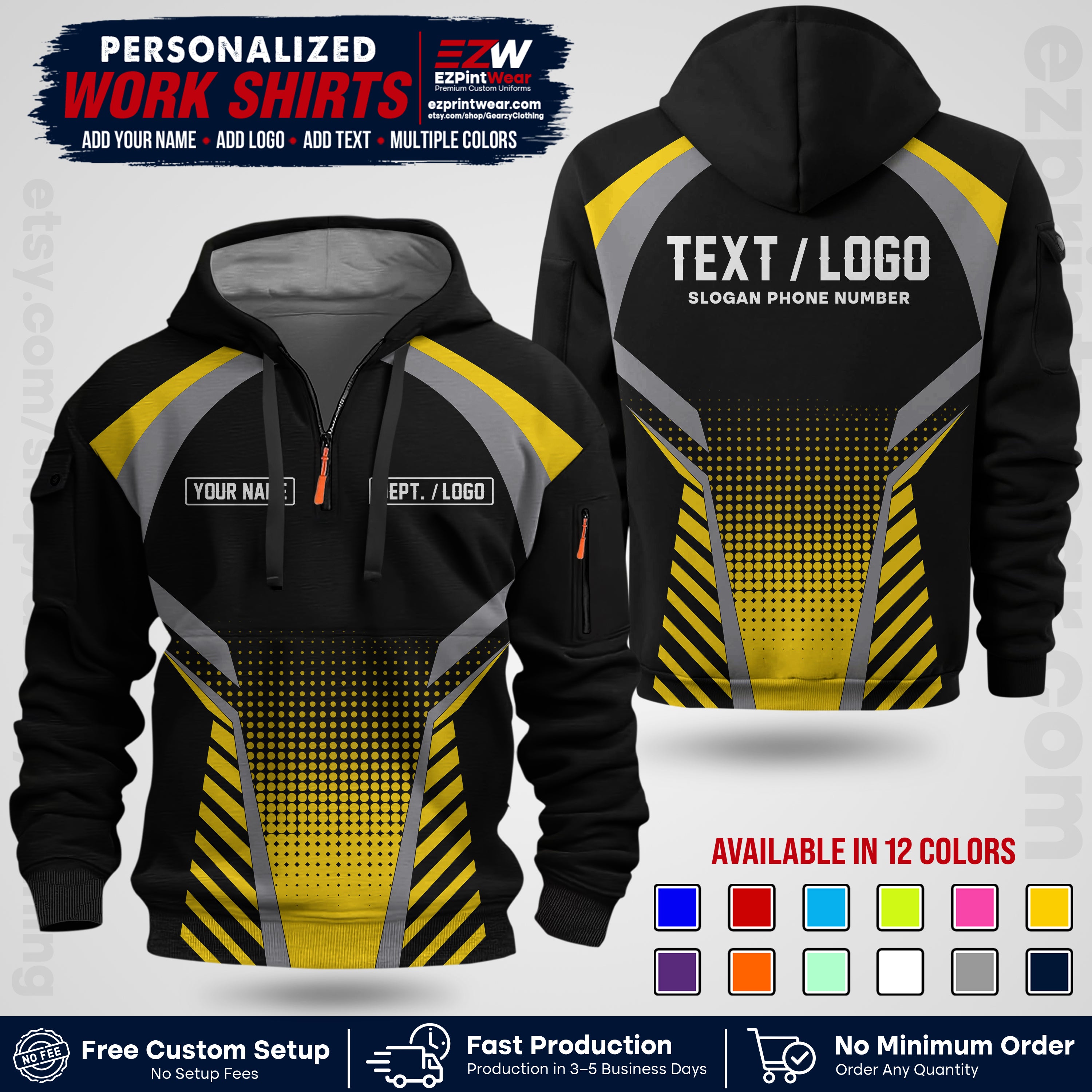 Custom All Over Print Work Uniform Shirt with Name, Logo & Text | Custom Hawaiian Shirt | Company Shirt | Employee Uniform UNF19