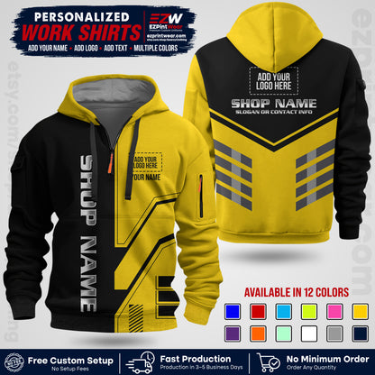 Custom All Over Print Work Uniform Shirt with Name, Logo & Text | Custom Hawaiian Shirt | Company Shirt | Employee Uniform UNF11