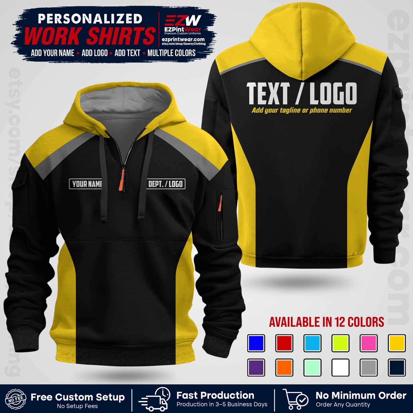 Custom All Over Print Work Uniform Shirt with Name, Logo & Text | Custom Hawaiian Shirt | Company Shirt | Employee Uniform UNF04