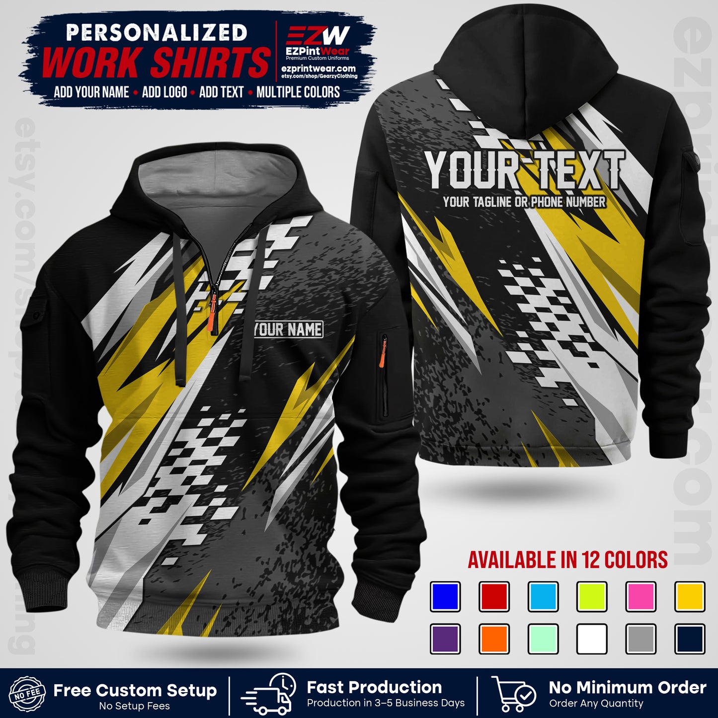 Custom Racing Shirt with Name, Logo & Text | Race Team Uniform | Crew Apparel RC03