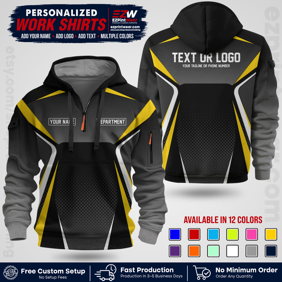 Custom All Over Print Work Uniform Shirt with Name, Logo & Text | Custom Hawaiian Shirt | Company Shirt | Employee Uniform UNF21