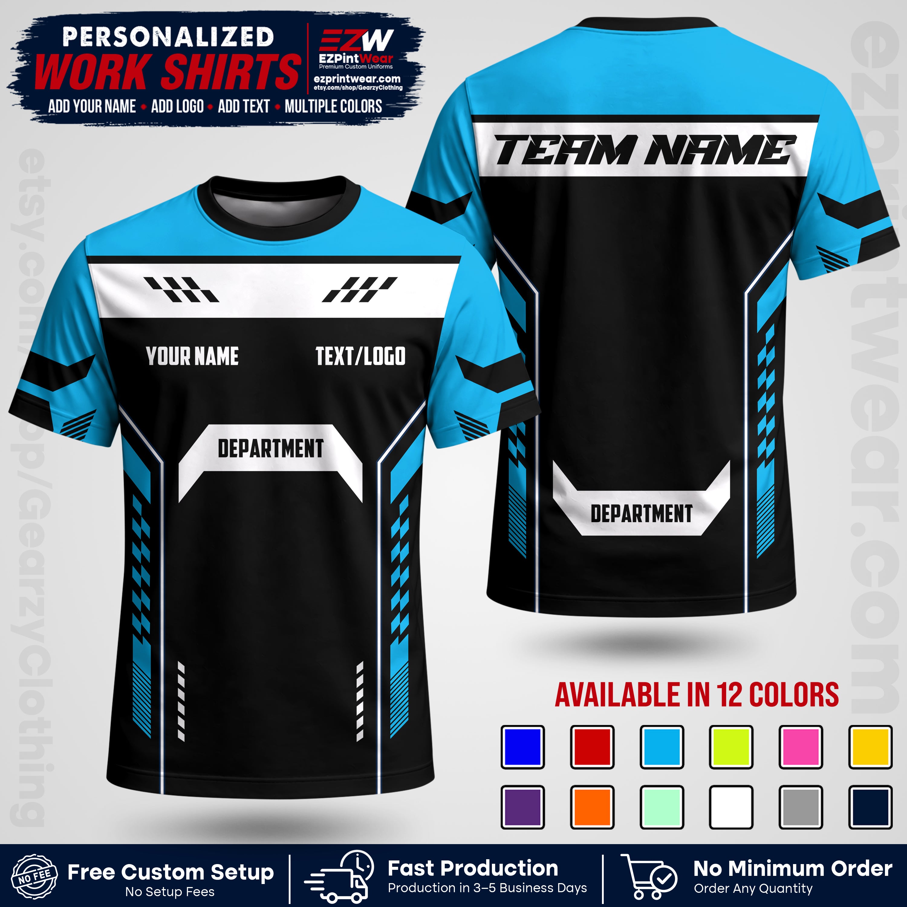 Custom All Over Print Work Uniform Shirt with Name, Logo & Text | Custom Hawaiian Shirt | Company Shirt | Employee Uniform UNF18