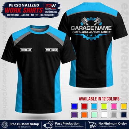 Custom Mechanic Work Shirt with Name, Logo & Text | Auto Shop Uniform | Workwear MCN 06