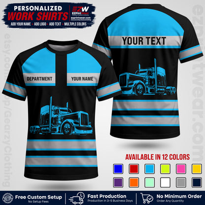 Personalized Truck Driver Workwear Uniform | Custom Safety Stripe Apparel | Non-Reflective Reflective Style Design TW02