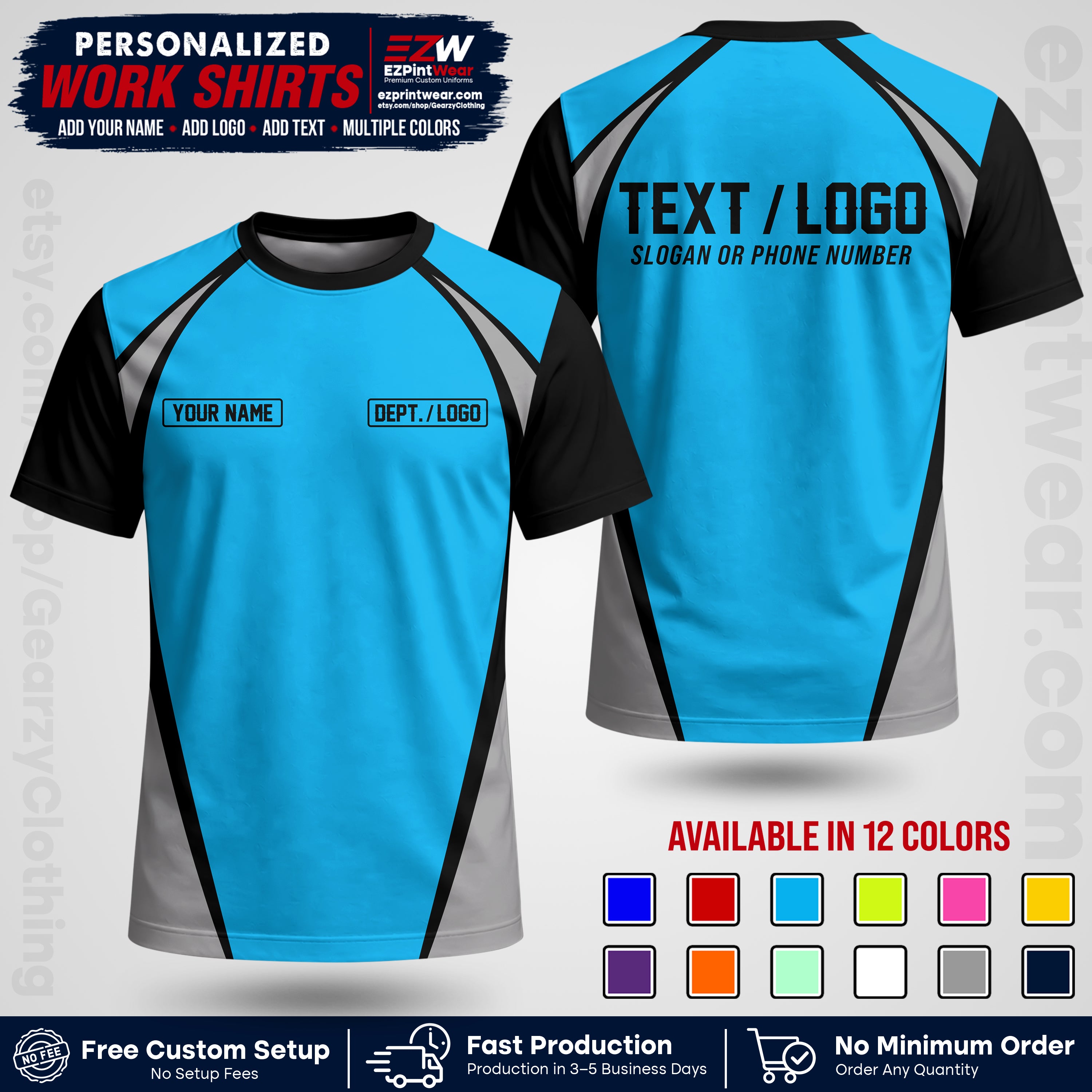 Custom All Over Print Work Uniform Shirt with Name, Logo & Text | Custom Hawaiian Shirt | Company Shirt | Employee Uniform UNF20