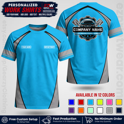 Custom Mechanic Work Shirt with Name, Logo & Text | Auto Shop Uniform | Workwear MCN 09