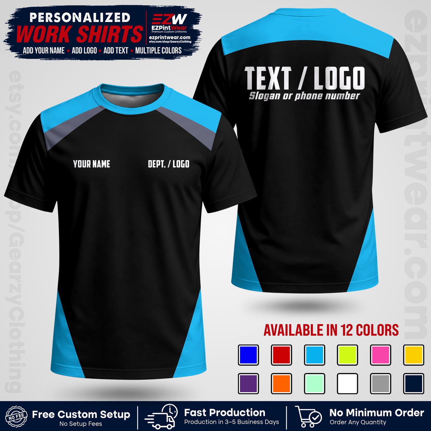 Custom All Over Print Work Uniform Shirt with Name, Logo & Text | Custom Hawaiian Shirt | Company Shirt | Employee Uniform UNF02