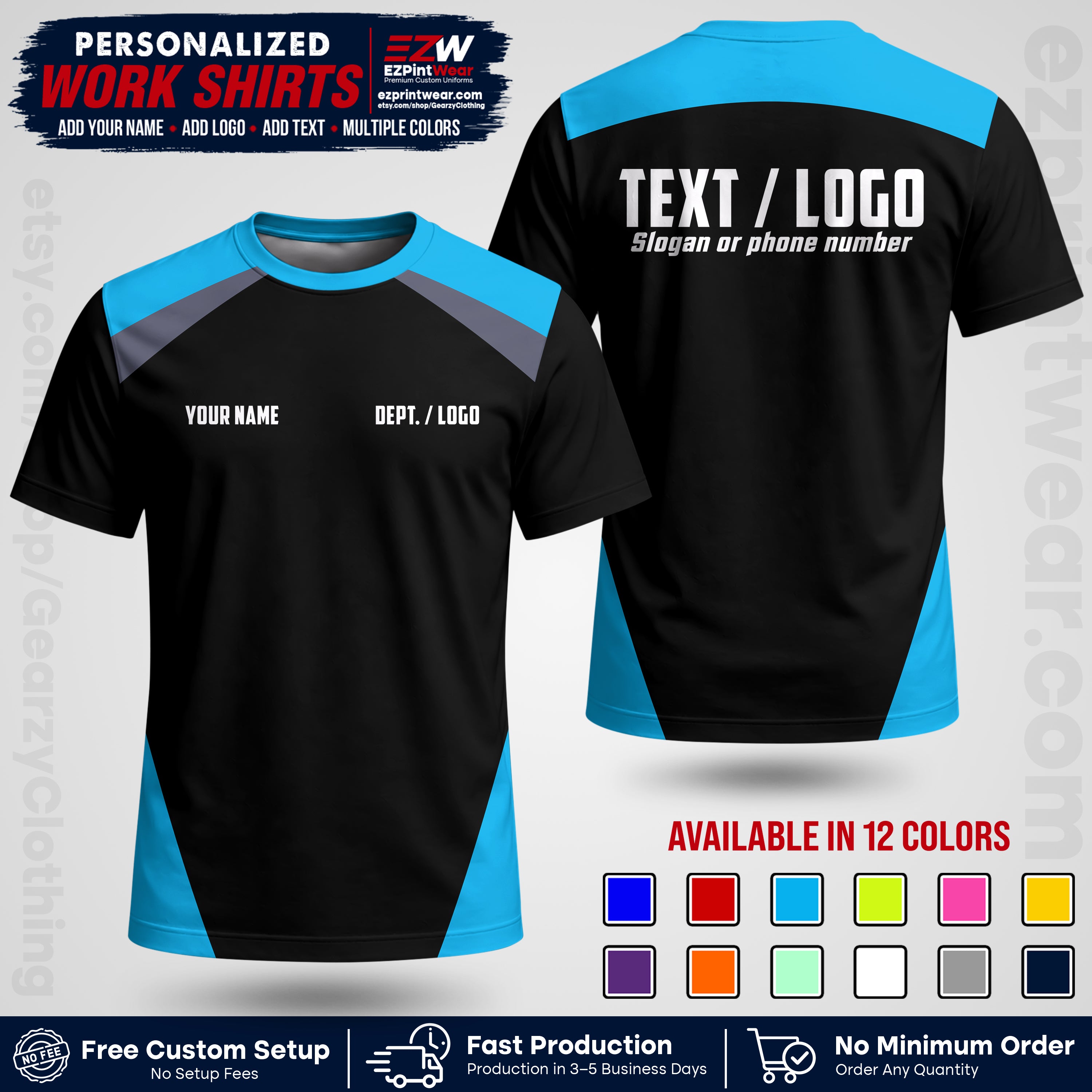Custom All Over Print Work Uniform Shirt with Name, Logo & Text | Custom Hawaiian Shirt | Company Shirt | Employee Uniform UNF02