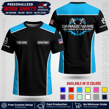 Custom Mechanic Work Shirt with Name, Logo & Text | Auto Shop Uniform | Workwear MCN 07