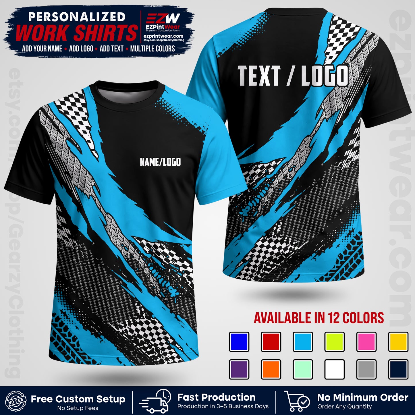 Custom Racing Shirt with Name, Logo & Text | Race Team Uniform | Crew Apparel RC05