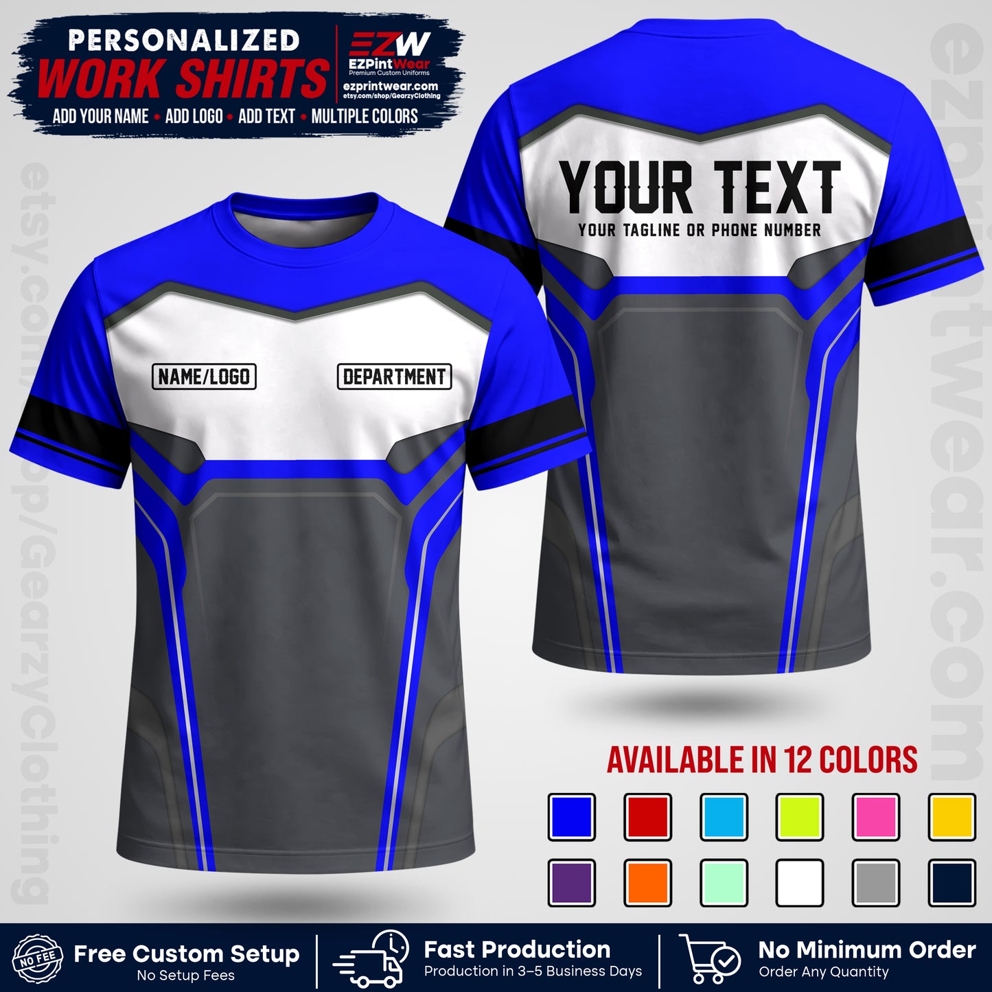 Custom All Over Print Work Uniform Shirt with Name, Logo & Text | Custom Hawaiian Shirt | Company Shirt | Employee Uniform UNF05