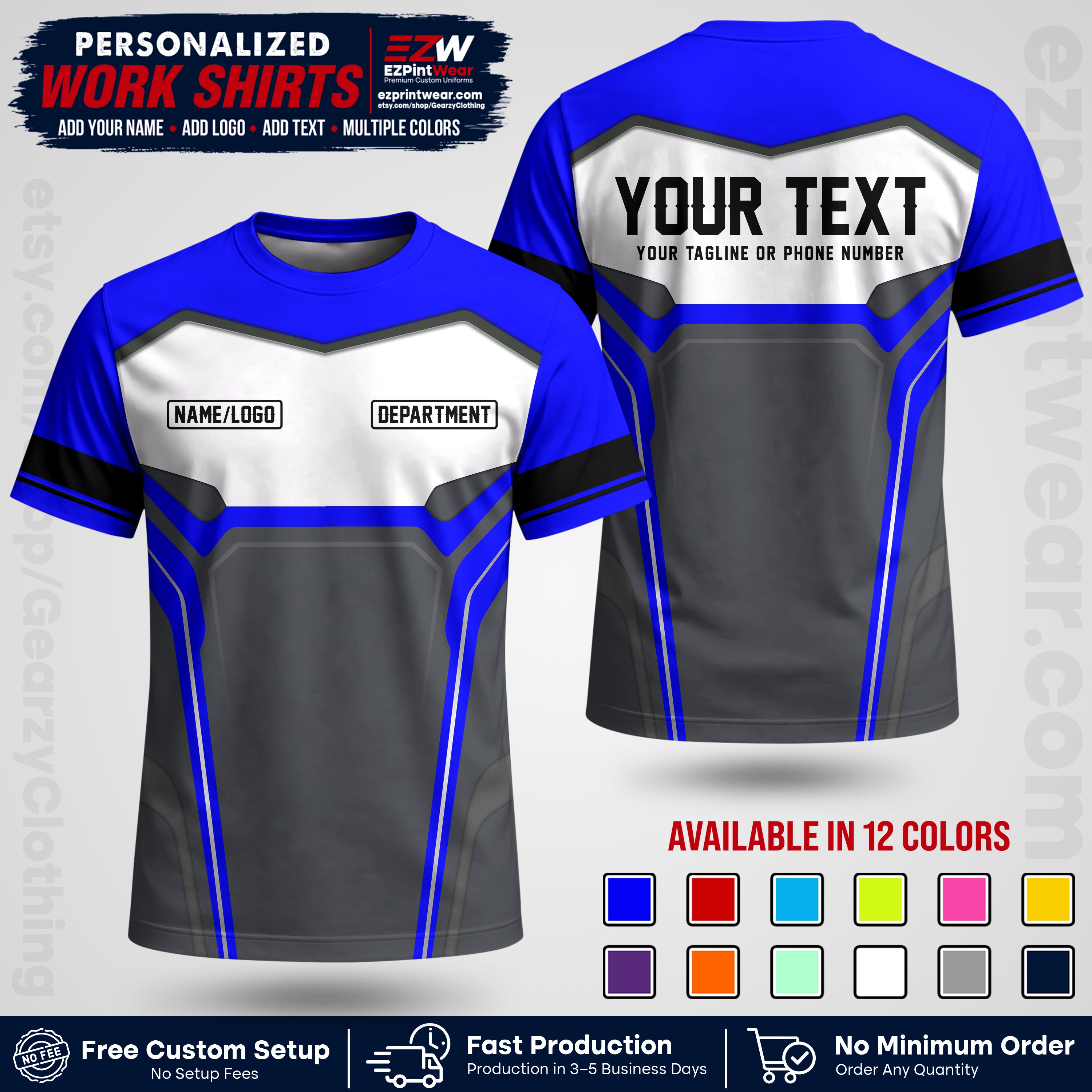 Custom All Over Print Work Uniform Shirt with Name, Logo & Text | Custom Hawaiian Shirt | Company Shirt | Employee Uniform UNF05