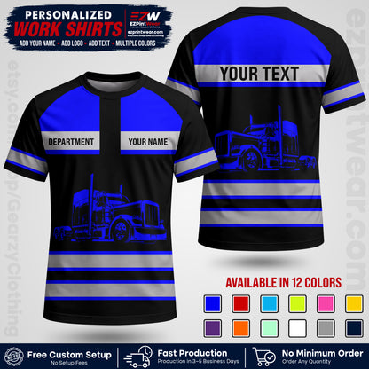 Personalized Truck Driver Workwear Uniform | Custom Safety Stripe Apparel | Non-Reflective Reflective Style Design TW02