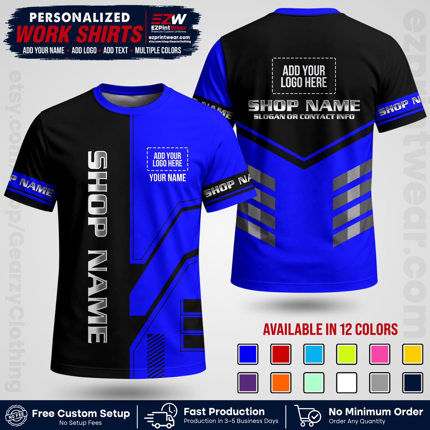 Custom All Over Print Work Uniform Shirt with Name, Logo & Text | Custom Hawaiian Shirt | Company Shirt | Employee Uniform UNF11