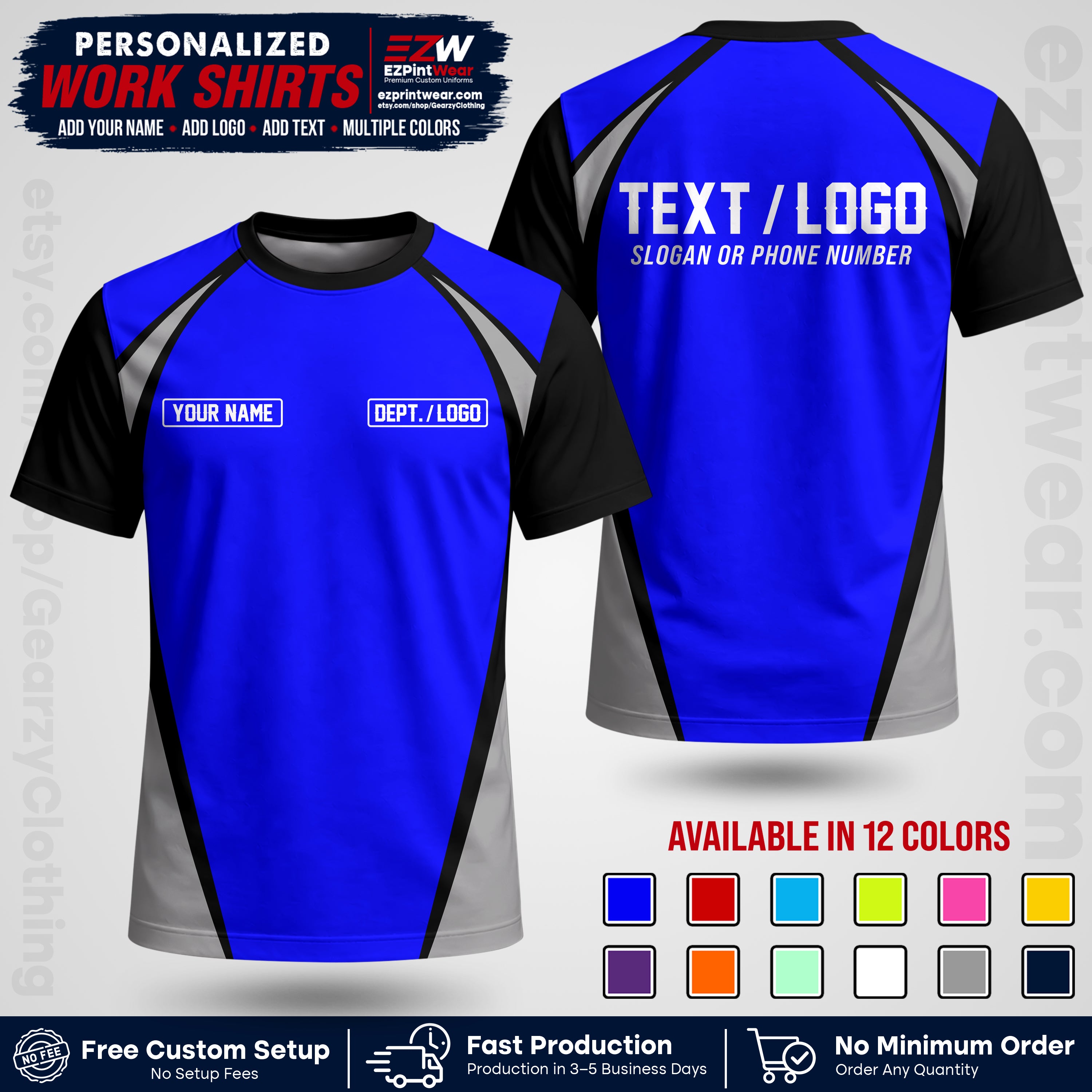 Custom All Over Print Work Uniform Shirt with Name, Logo & Text | Custom Hawaiian Shirt | Company Shirt | Employee Uniform UNF20