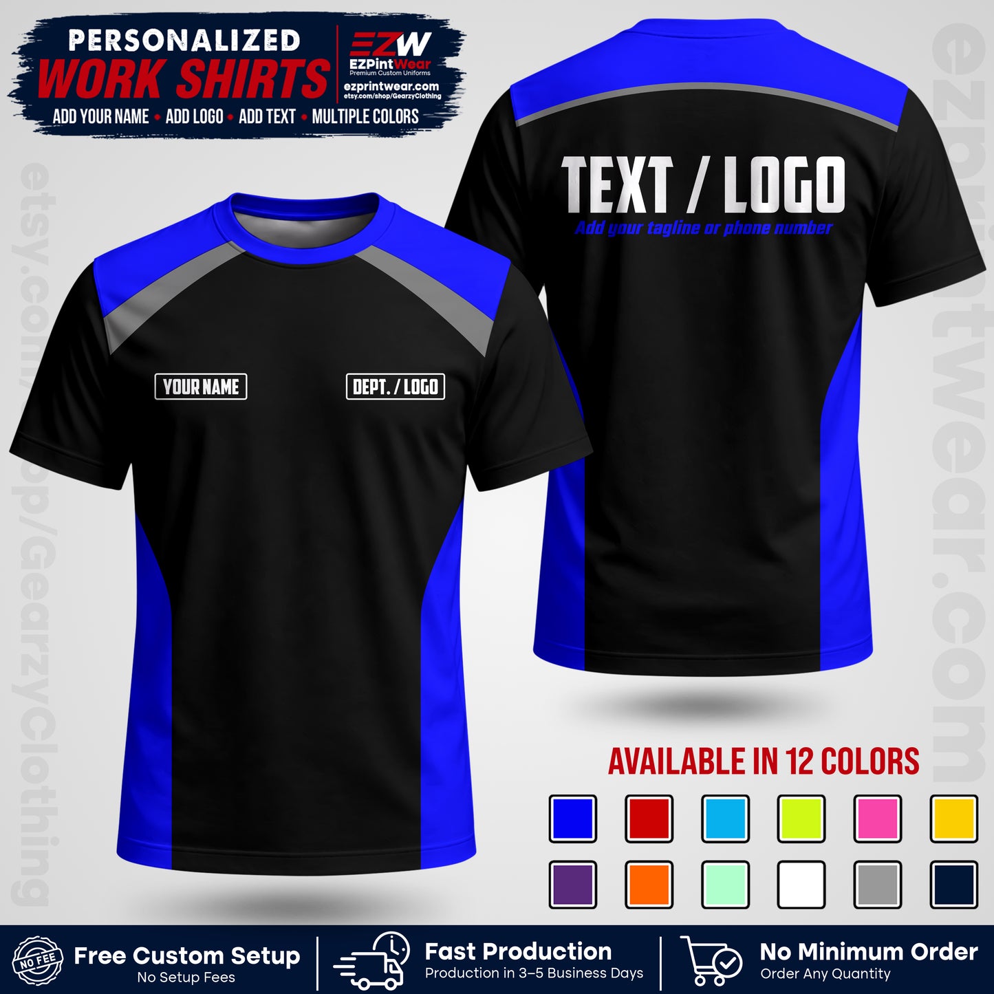 Custom All Over Print Work Uniform Shirt with Name, Logo & Text | Custom Hawaiian Shirt | Company Shirt | Employee Uniform UNF04