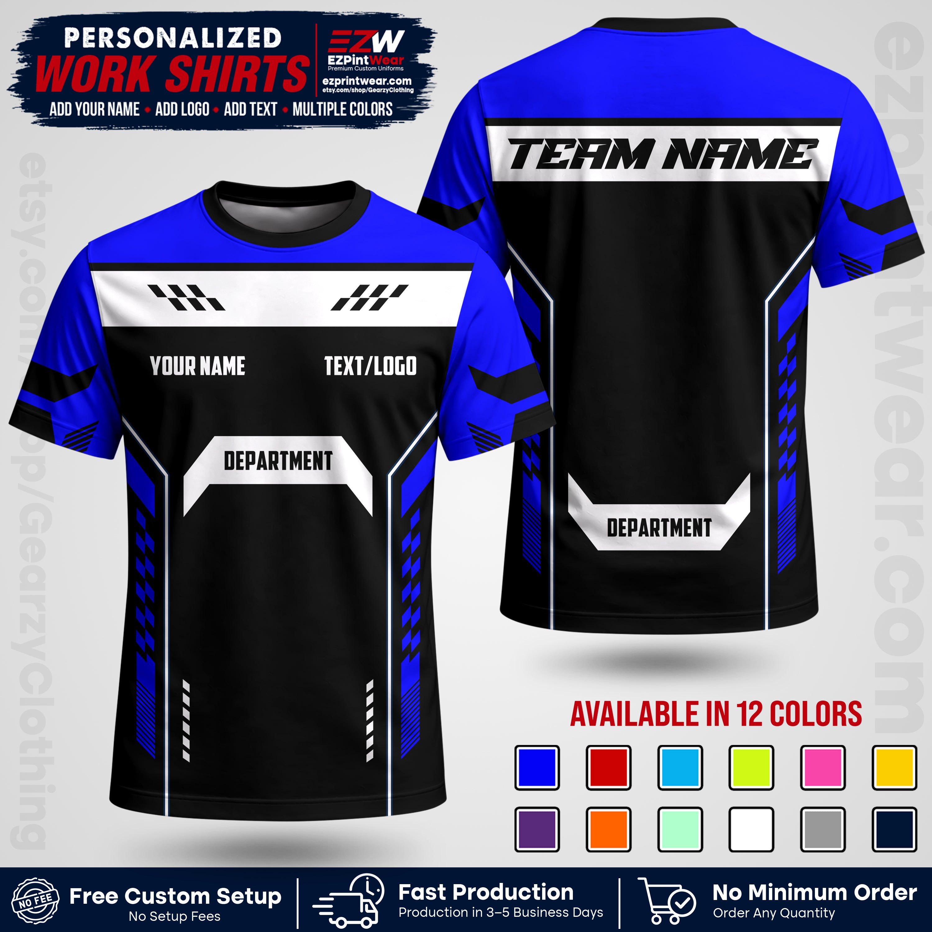 Custom All Over Print Work Uniform Shirt with Name, Logo & Text | Custom Hawaiian Shirt | Company Shirt | Employee Uniform UNF18