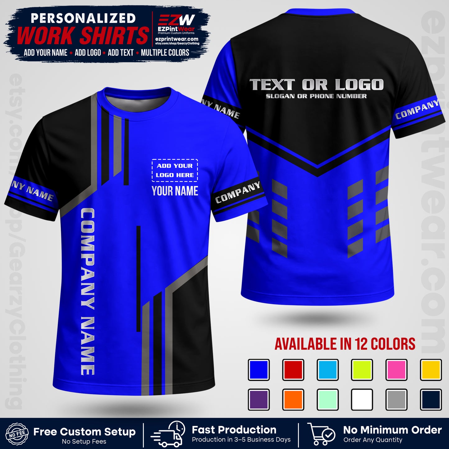 Custom All Over Print Work Uniform Shirt with Name, Logo & Text | Custom Hawaiian Shirt | Company Shirt | Employee Uniform UNF10