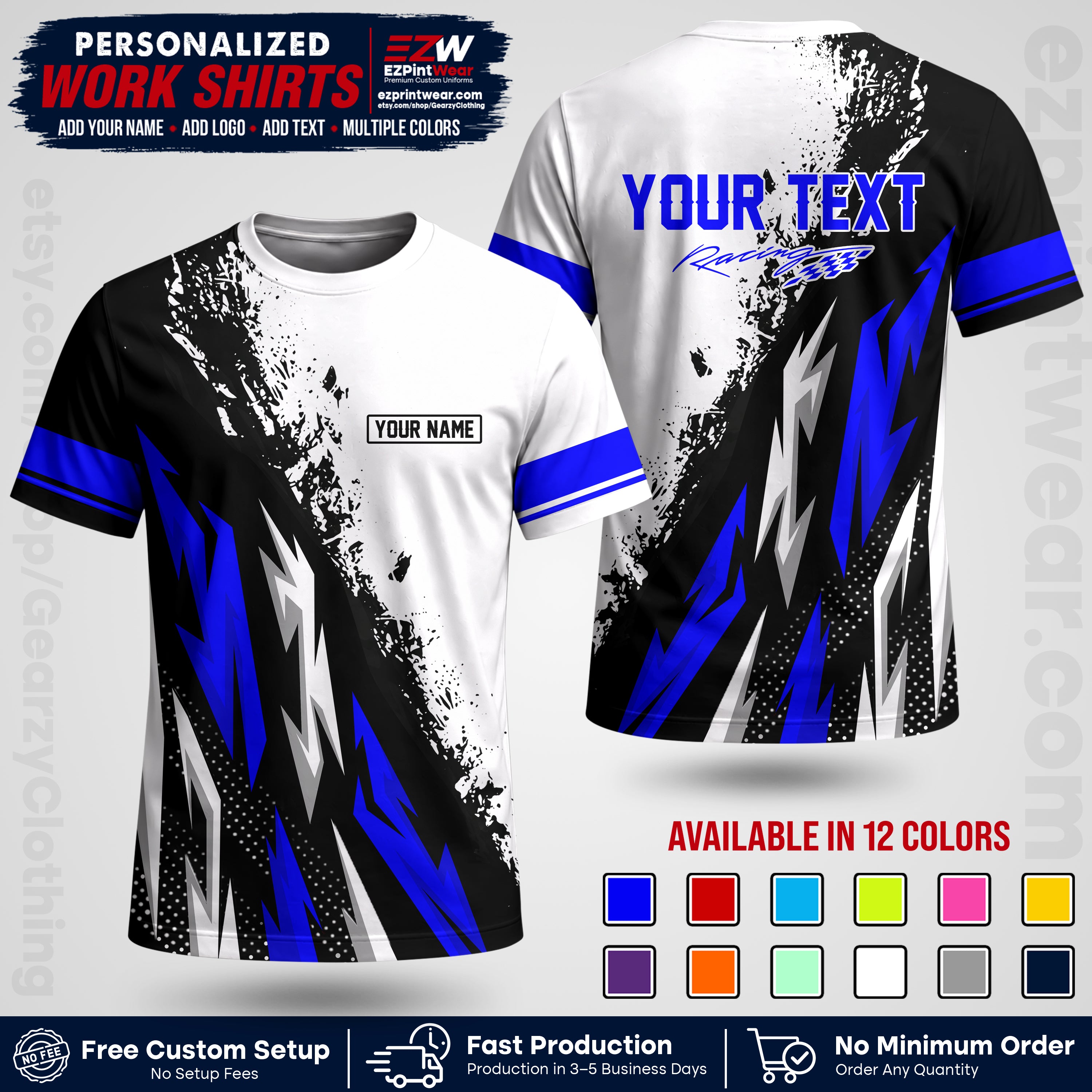 Custom Racing Shirt with Name, Logo & Text | Race Team Uniform | Crew Apparel RC08