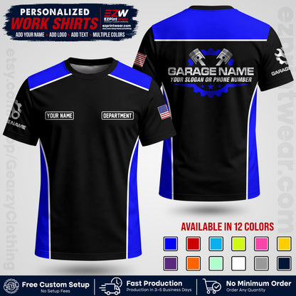 Custom Mechanic Work Shirt with Name, Logo & Text | Auto Shop Uniform | Workwear MCN 07