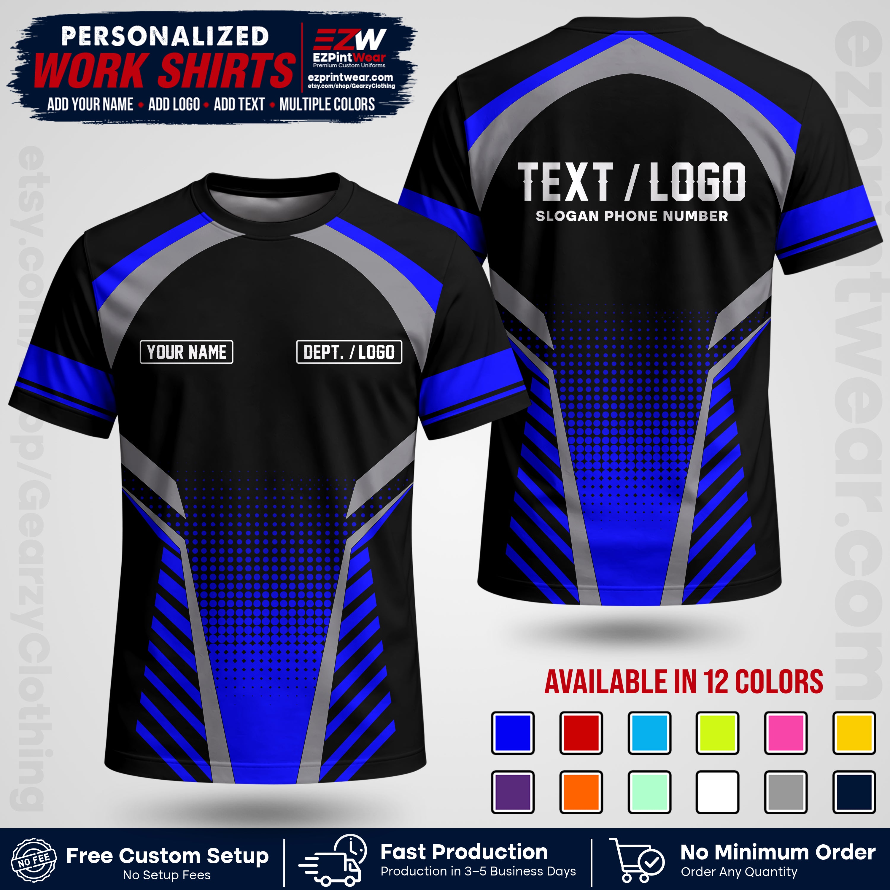 Custom All Over Print Work Uniform Shirt with Name, Logo & Text | Custom Hawaiian Shirt | Company Shirt | Employee Uniform UNF19