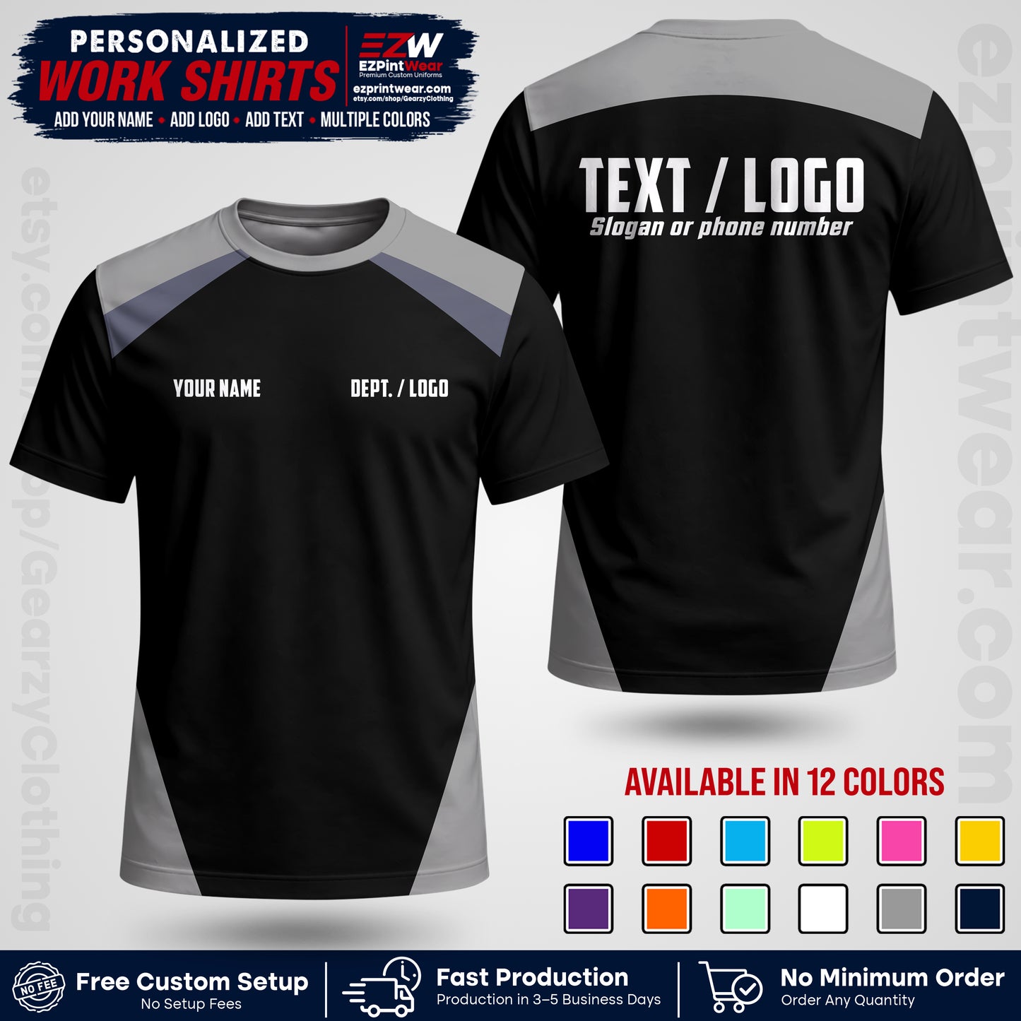 Custom All Over Print Work Uniform Shirt with Name, Logo & Text | Custom Hawaiian Shirt | Company Shirt | Employee Uniform UNF02