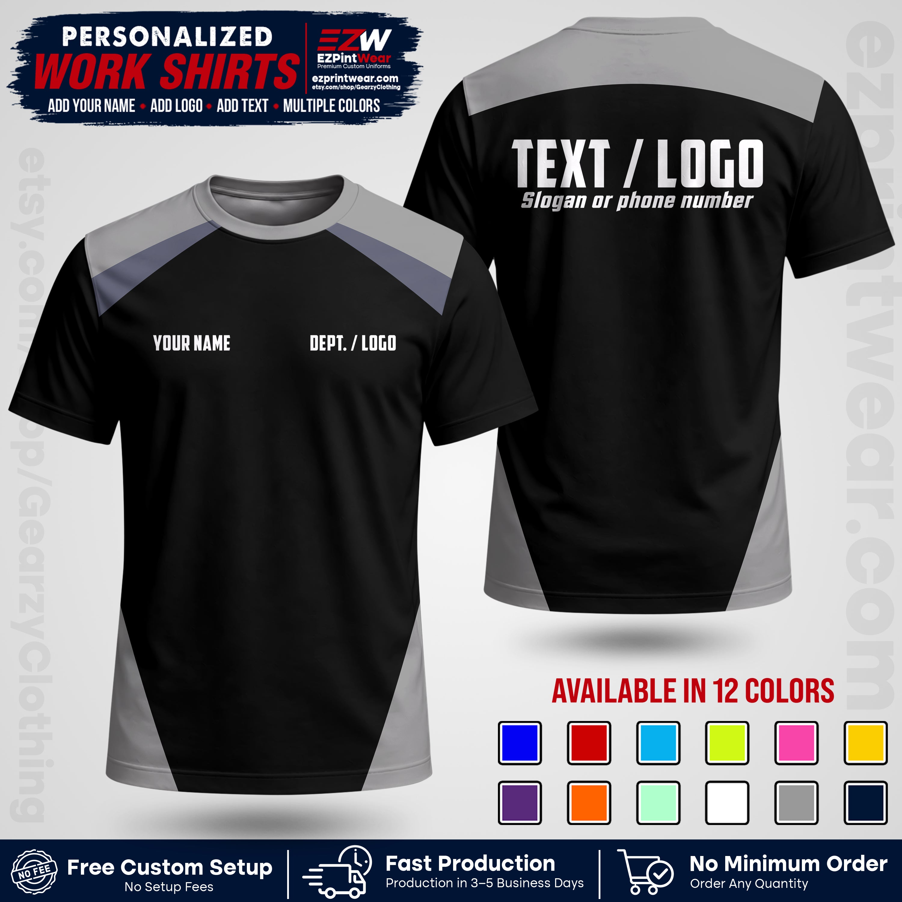 Custom All Over Print Work Uniform Shirt with Name, Logo & Text | Custom Hawaiian Shirt | Company Shirt | Employee Uniform UNF02