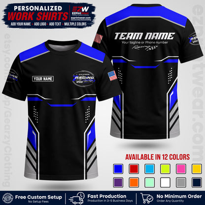 Custom Racing Shirt with Name, Logo & Text | Race Team Uniform | Crew Apparel RC10