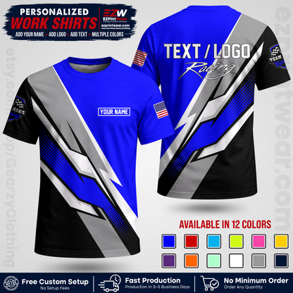 Custom Racing Shirt with Name, Logo & Text | Race Team Uniform | Crew Apparel RC01