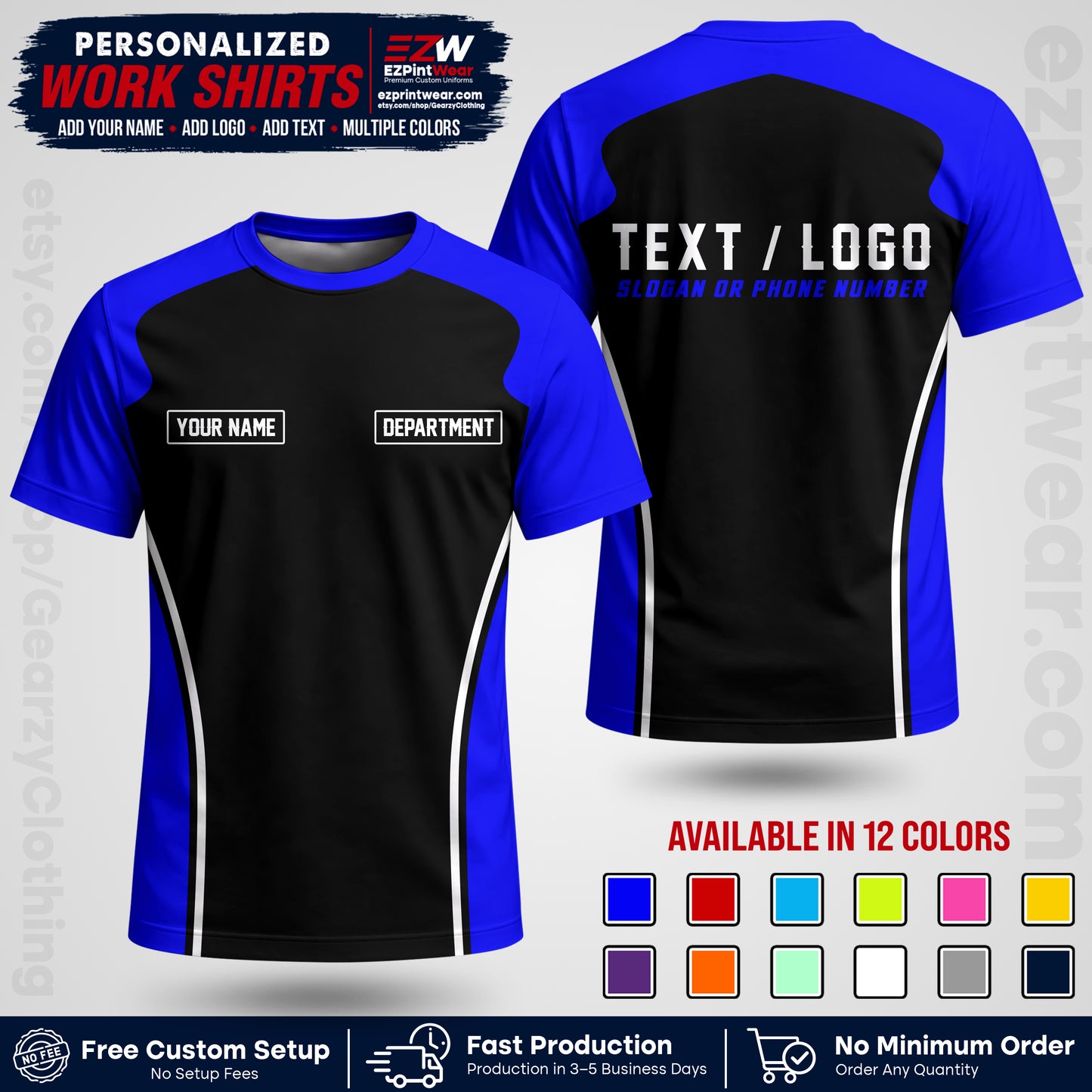 Custom All Over Print Work Uniform Shirt with Name, Logo & Text | Custom Hawaiian Shirt | Company Shirt | Employee Uniform UNF16