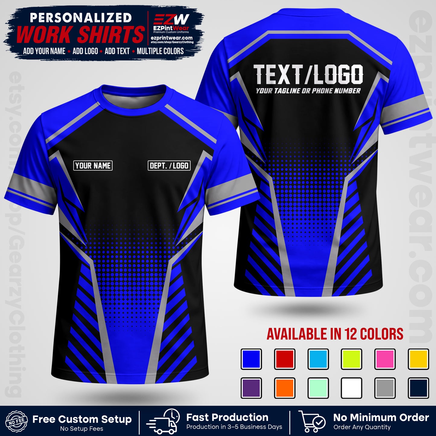Custom All Over Print Work Uniform Shirt with Name, Logo & Text | Custom Hawaiian Shirt | Company Shirt | Employee Uniform UNF14