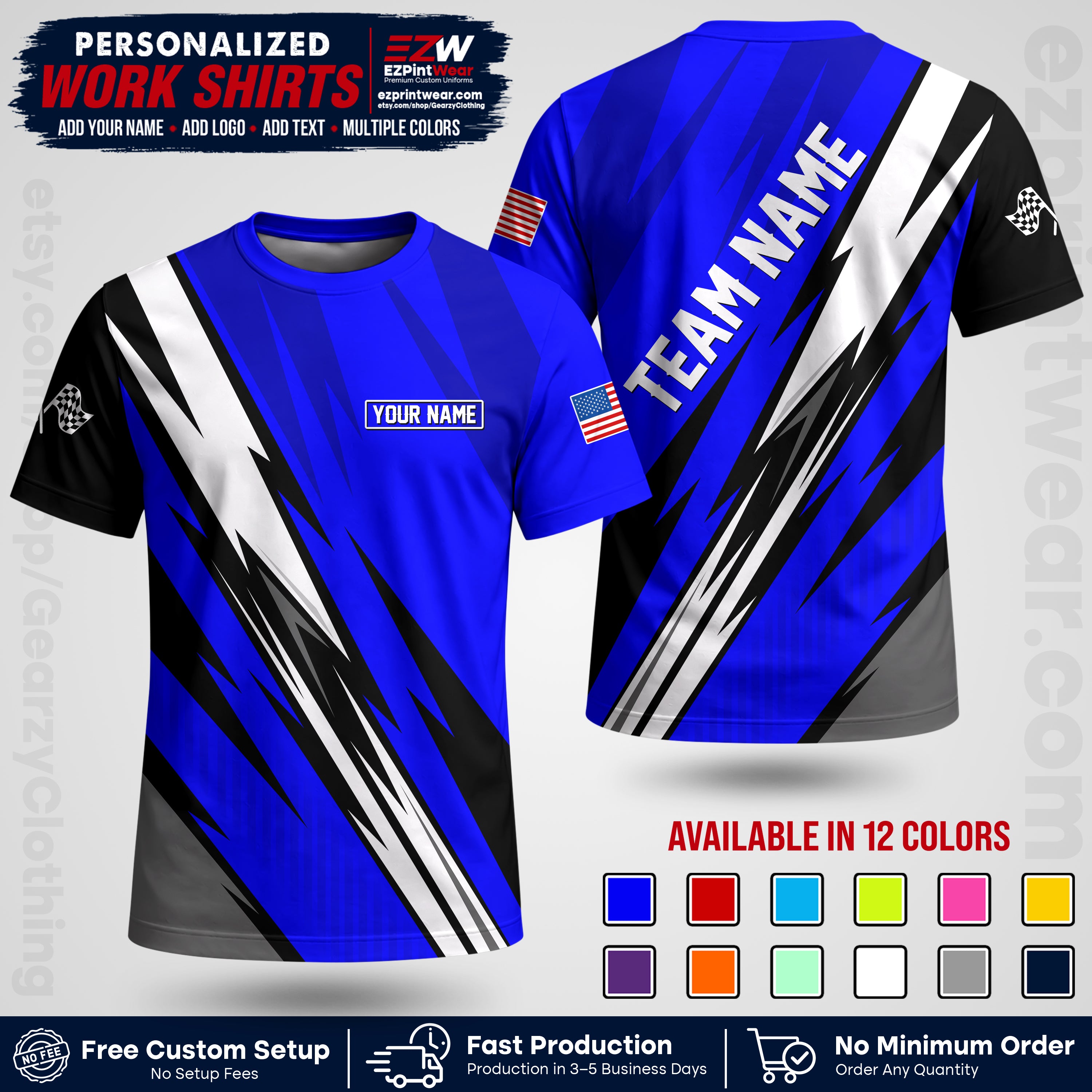 Custom Racing Shirt with Name, Logo & Text | Race Team Uniform | Crew Apparel RC15