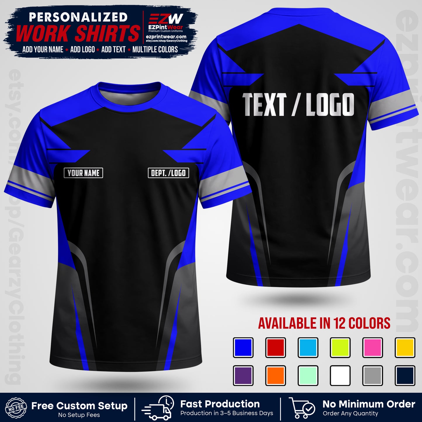 Custom All Over Print Work Uniform Shirt with Name, Logo & Text | Custom Hawaiian Shirt | Company Shirt | Employee Uniform UNF01