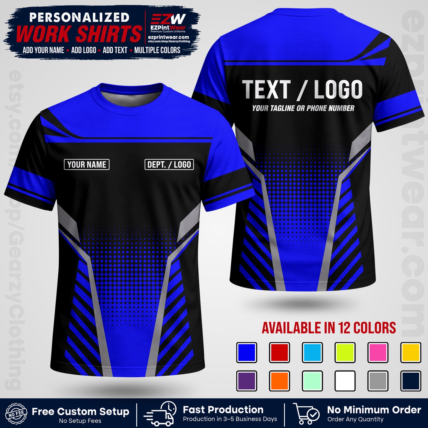 Custom All Over Print Work Uniform Shirt with Name, Logo & Text | Custom Hawaiian Shirt | Company Shirt | Employee Uniform UNF08