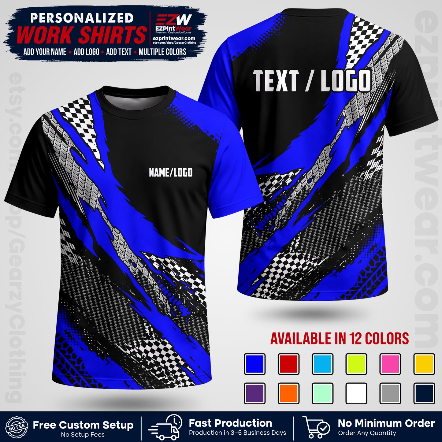 Custom Racing Shirt with Name, Logo & Text | Race Team Uniform | Crew Apparel RC05