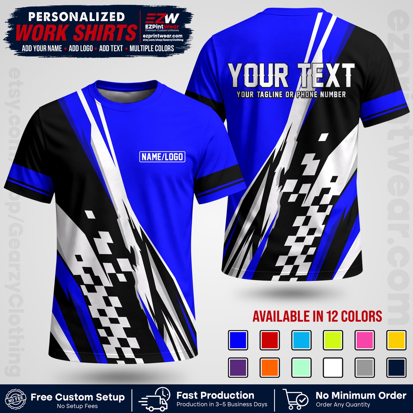 Custom Racing Shirt with Name, Logo & Text | Race Team Uniform | Crew Apparel RC04