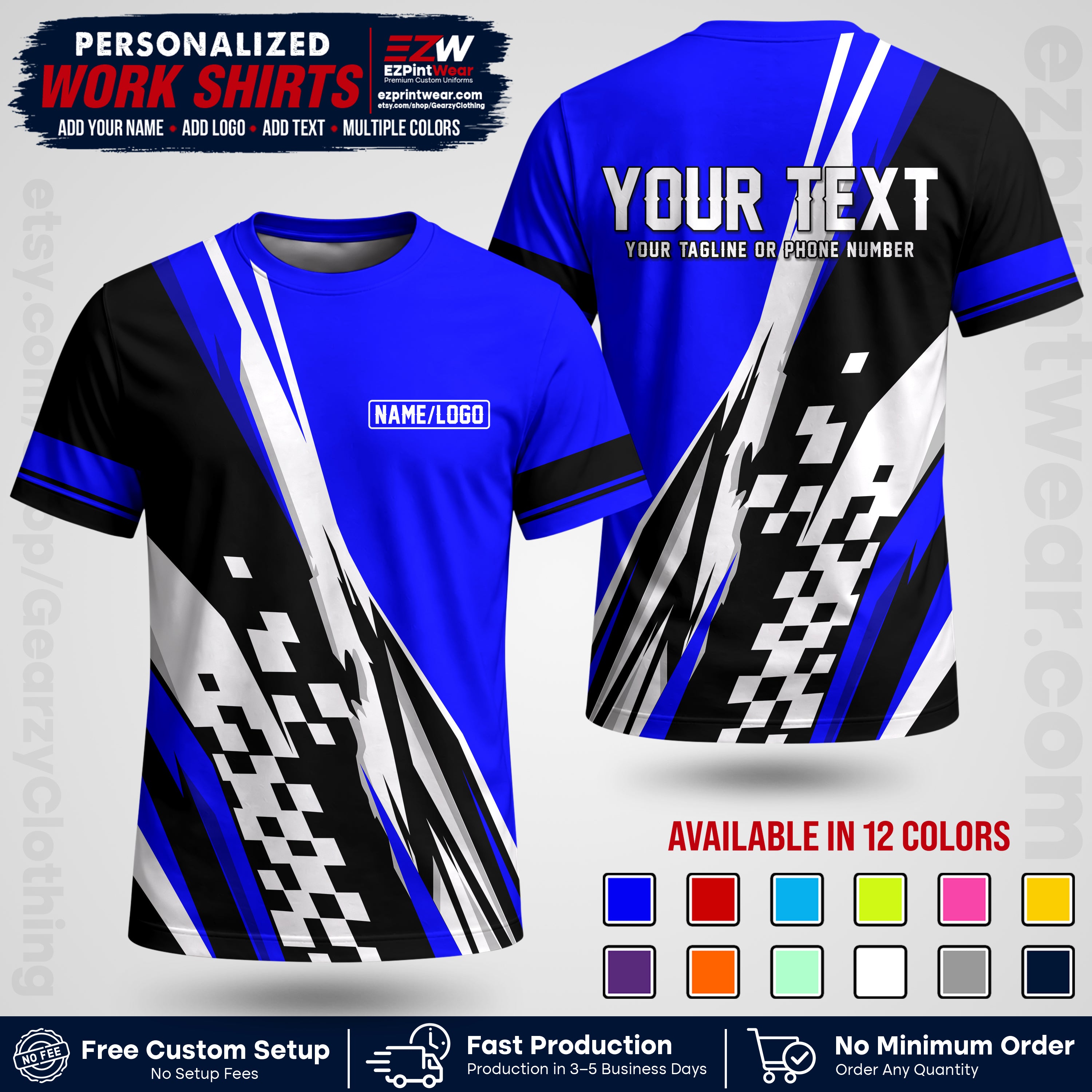 Custom Racing Shirt with Name, Logo & Text | Race Team Uniform | Crew Apparel RC04