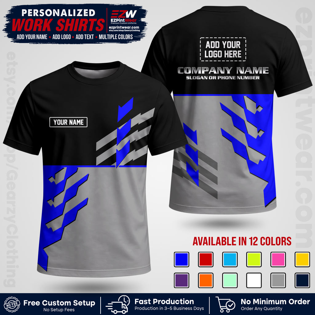 Custom All Over Print Work Uniform Shirt with Name, Logo & Text | Custom Hawaiian Shirt | Company Shirt | Employee Uniform UNF21