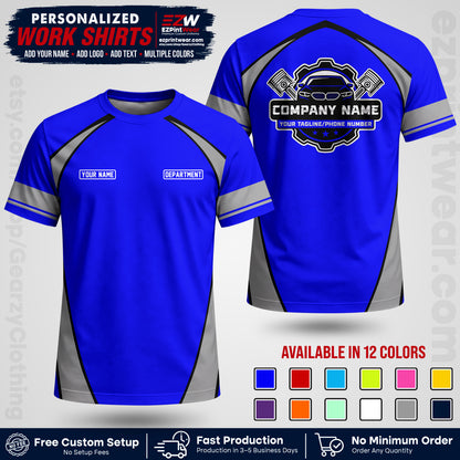 Custom Mechanic Work Shirt with Name, Logo & Text | Auto Shop Uniform | Workwear MCN 09