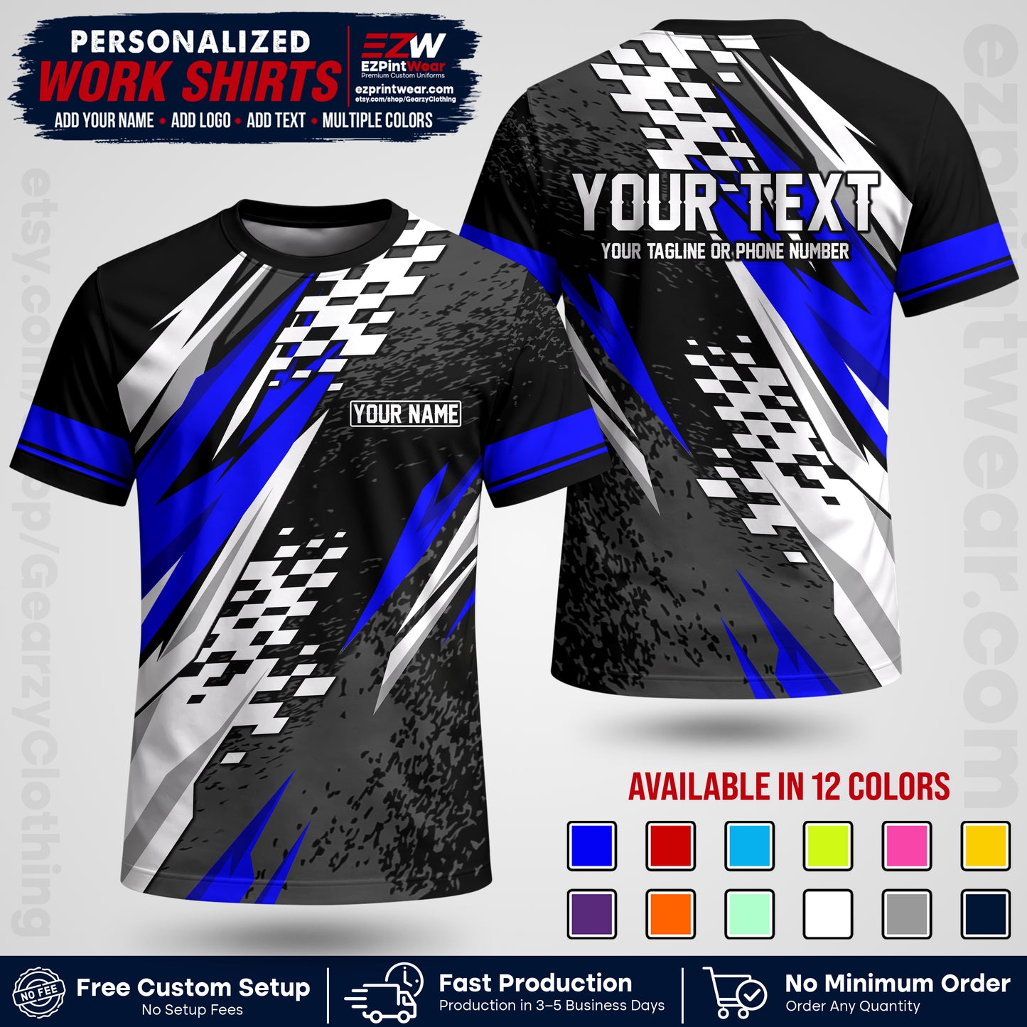 Custom Racing Shirt with Name, Logo & Text | Race Team Uniform | Crew Apparel RC03