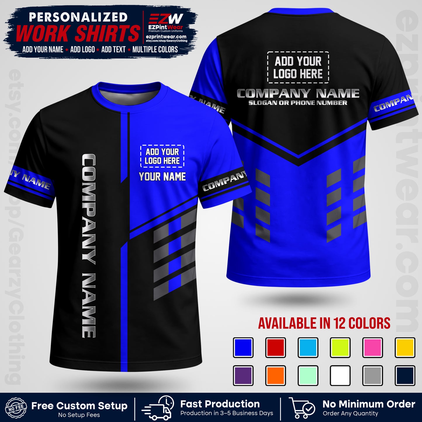 Custom All Over Print Work Uniform Shirt with Name, Logo & Text | Custom Hawaiian Shirt | Company Shirt | Employee Uniform UNF09