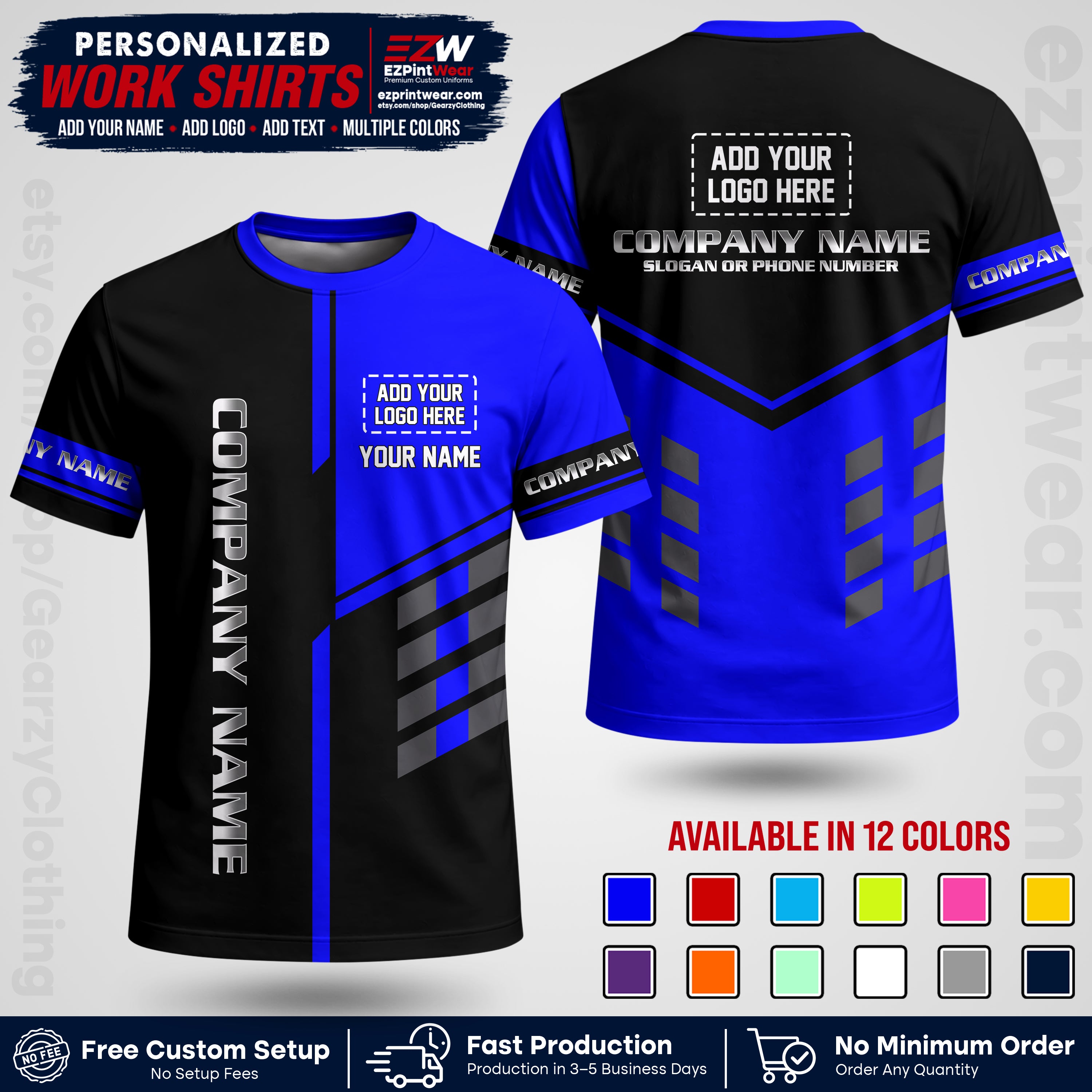 Custom All Over Print Work Uniform Shirt with Name, Logo & Text | Custom Hawaiian Shirt | Company Shirt | Employee Uniform UNF09