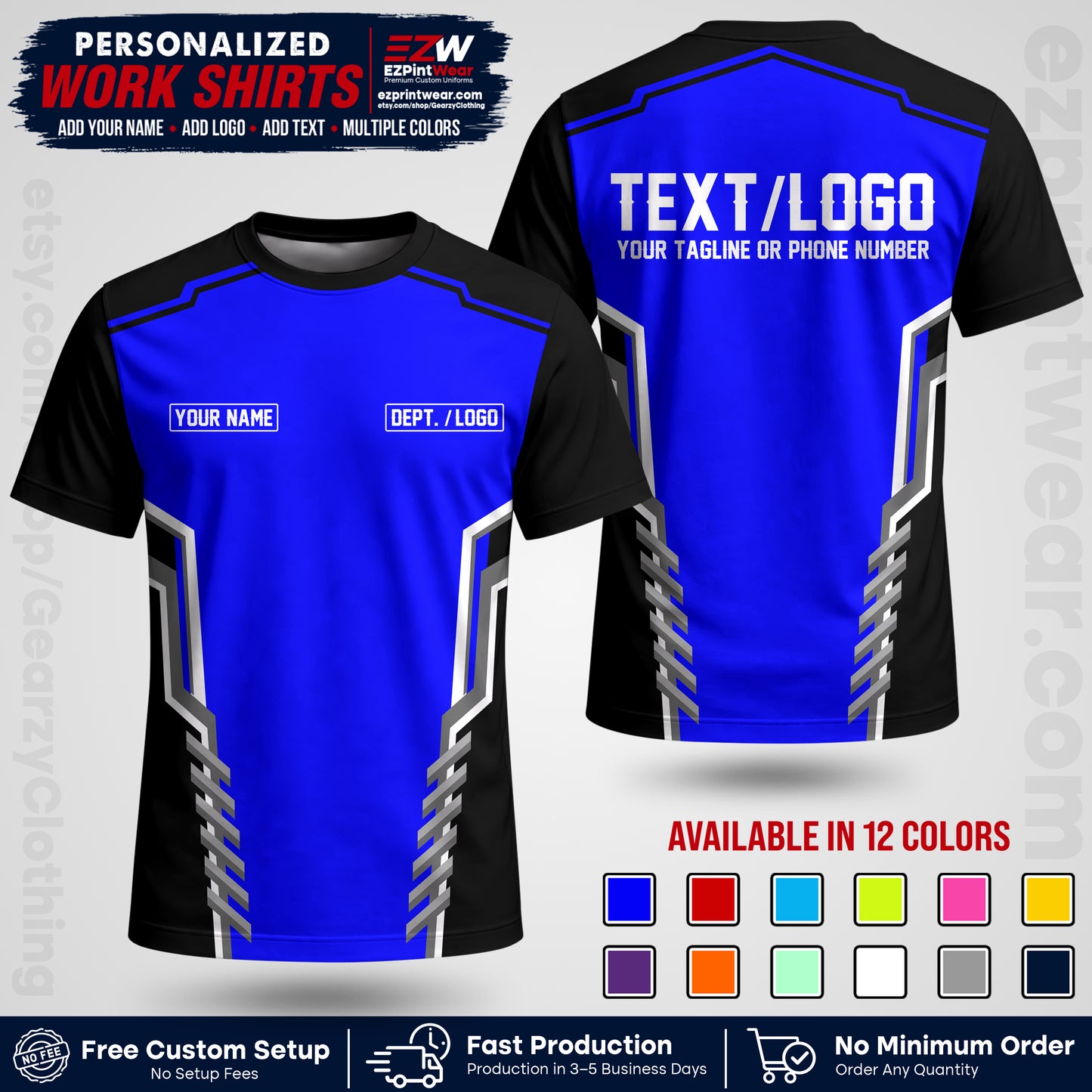 Custom All Over Print Work Uniform Shirt with Name, Logo & Text | Custom Hawaiian Shirt | Company Shirt | Employee Uniform UNF15