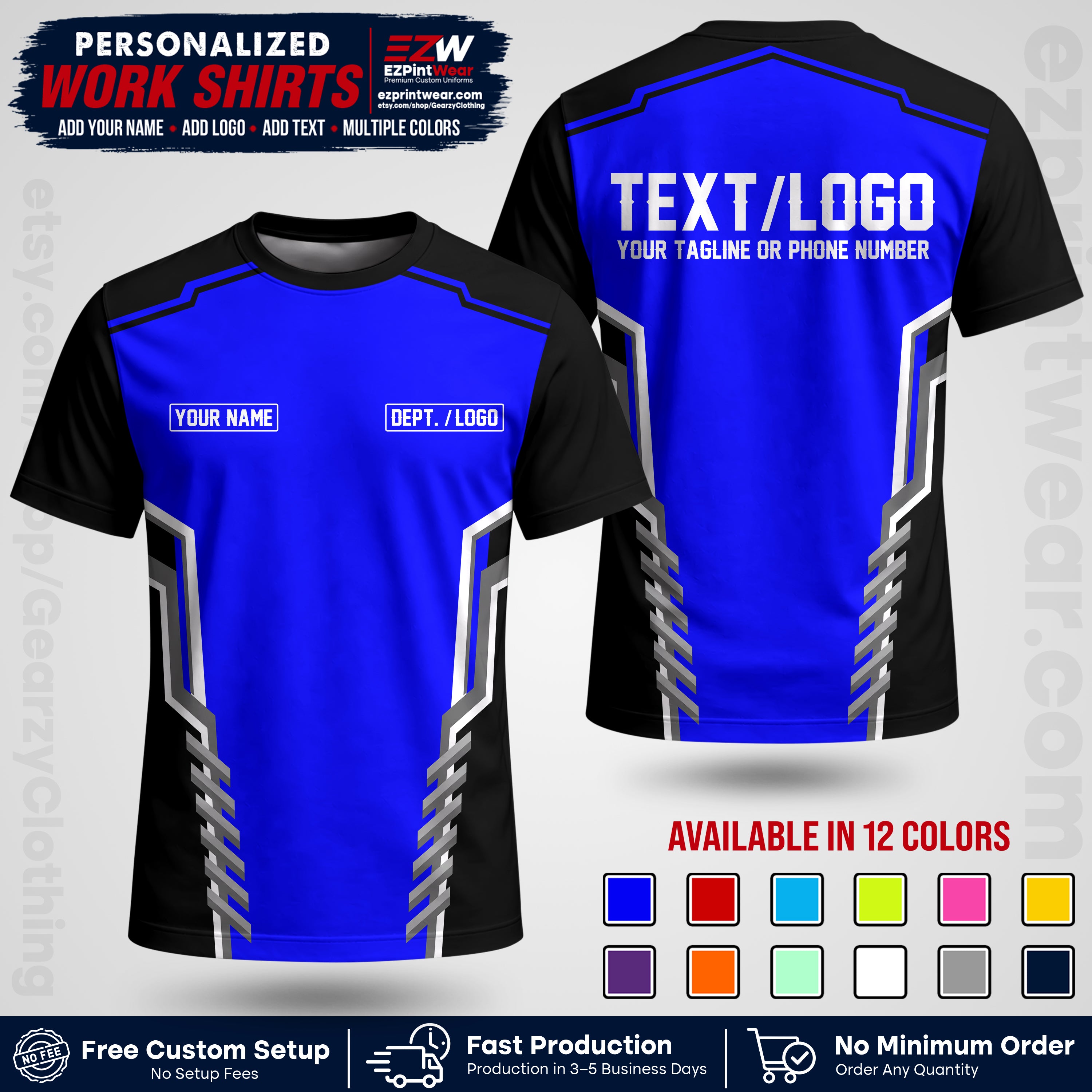 Custom All Over Print Work Uniform Shirt with Name, Logo & Text | Custom Hawaiian Shirt | Company Shirt | Employee Uniform UNF15