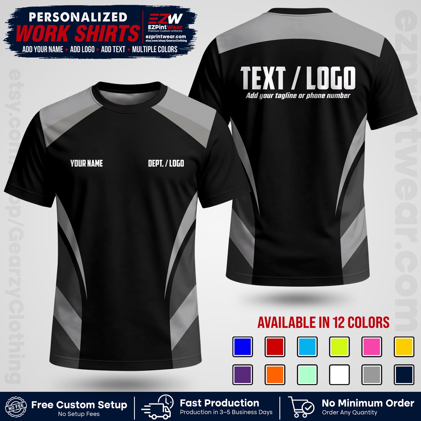 Custom All Over Print Work Uniform Shirt with Name, Logo & Text | Custom Hawaiian Shirt | Company Shirt | Employee Uniform UNF03