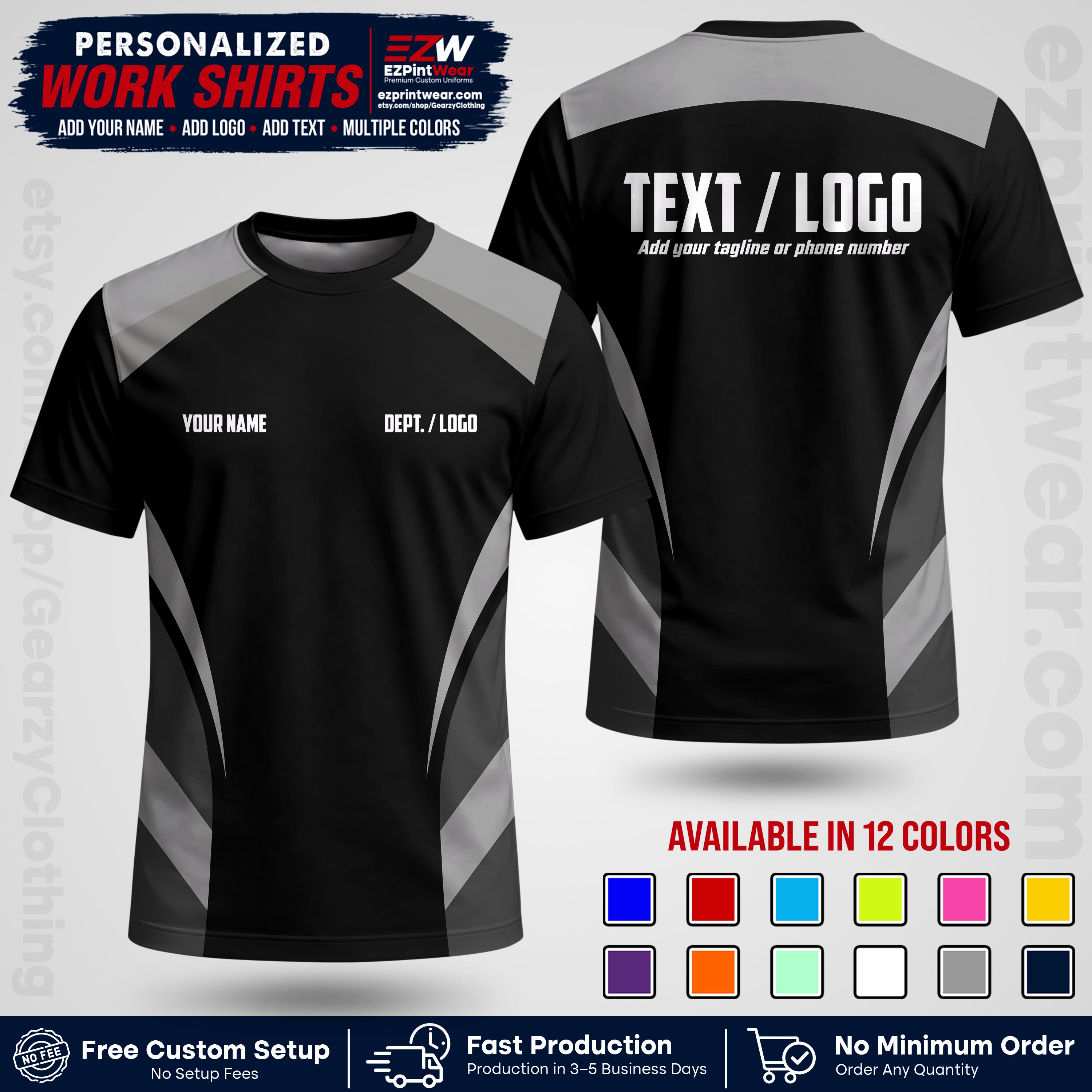 Custom All Over Print Work Uniform Shirt with Name, Logo & Text | Custom Hawaiian Shirt | Company Shirt | Employee Uniform UNF03