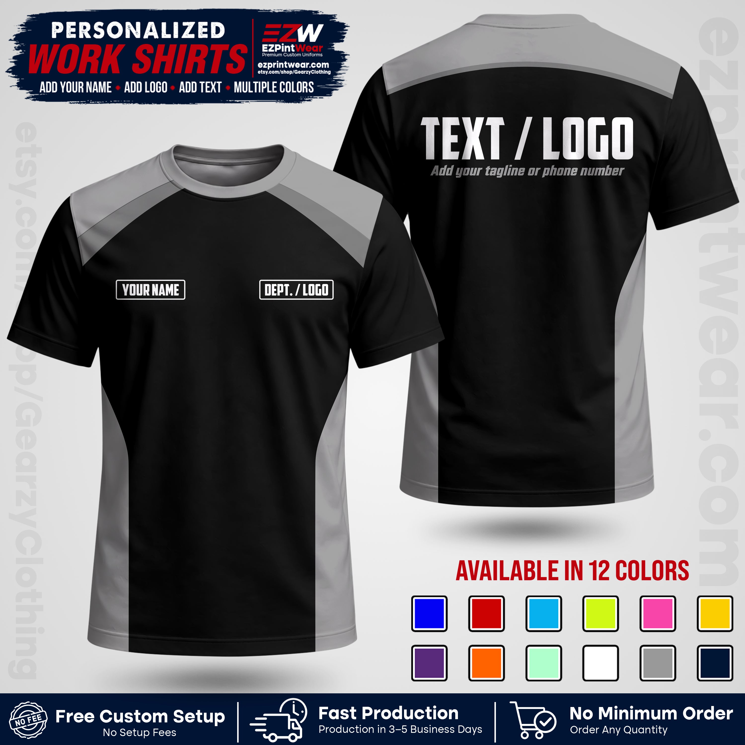 Custom All Over Print Work Uniform Shirt with Name, Logo & Text | Custom Hawaiian Shirt | Company Shirt | Employee Uniform UNF04